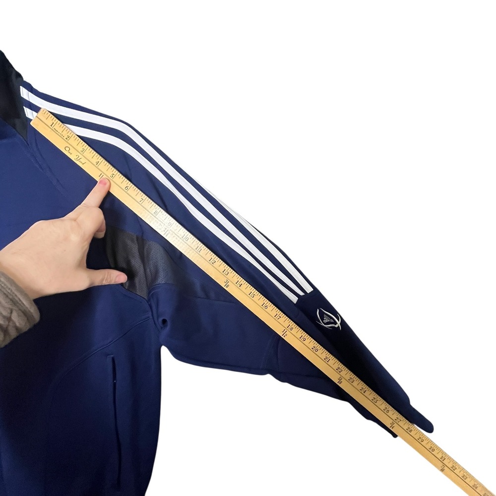 Adidas Track Jacket Navy Blue White Stripes Mens Fits Large Athletic Zip Up‎ VTG - Picture 8 of 12